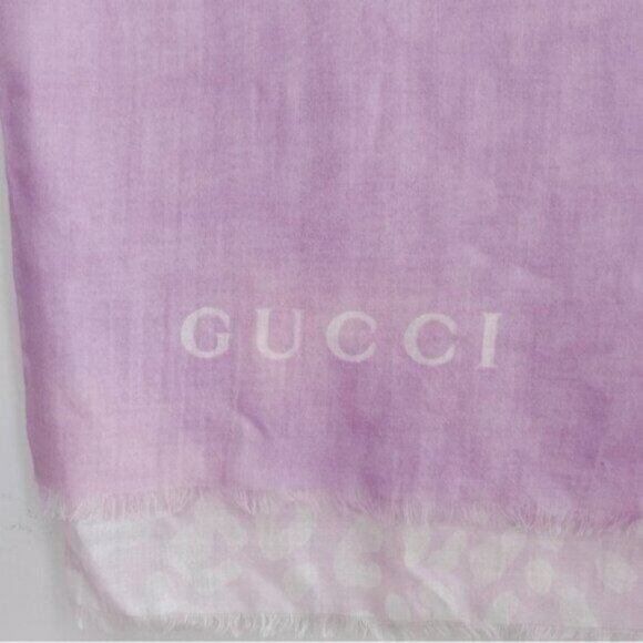Gucci Ombre Leopard Pink Purple Scarf - Picture 2 of 11